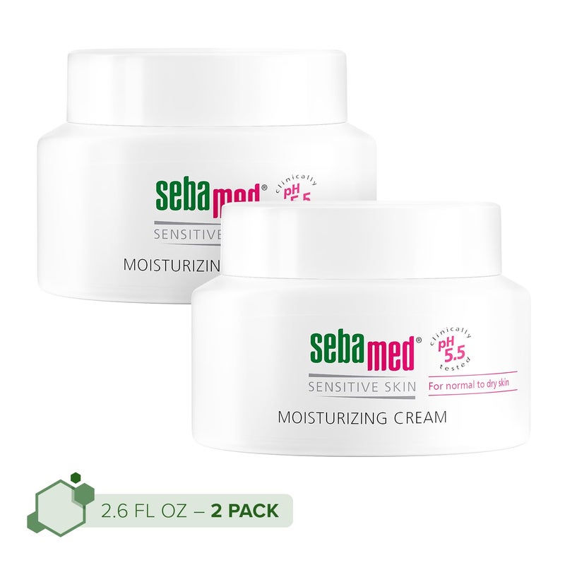 SEBAMED Moisturizing Face Cream for Sensitive Skin Antioxidant pH 55 Vitamin E Hypoallergenic 26 Fluid Ounces 75mL Ultra Hydrating Dermatologist Recommended Moisturizer Pack of 2